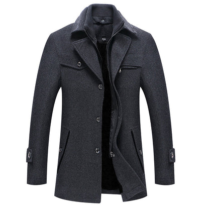 Romain - Manteau Homme d'Hiver Casual Smart avec Grand Col et Zip Asymétrique