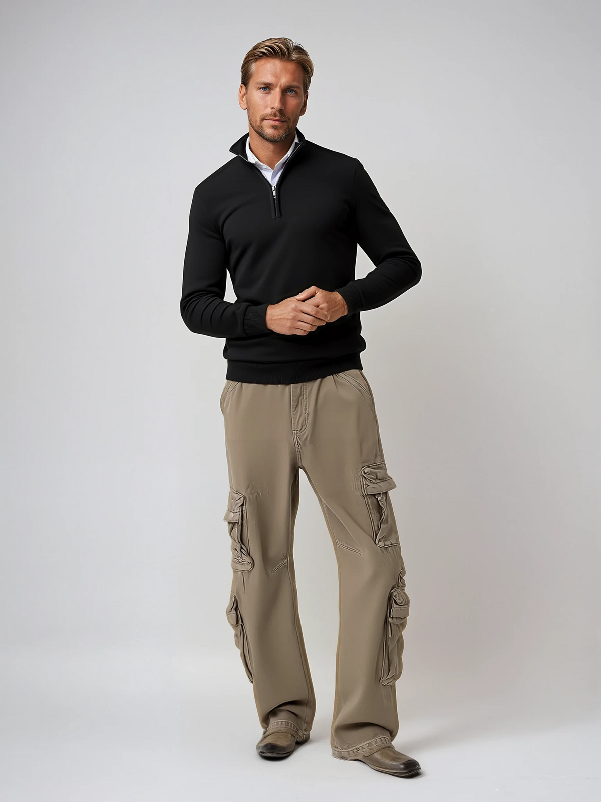 Sacha - Pull Homme Casual Smart à Col Zippé en Maille pour l'Automne