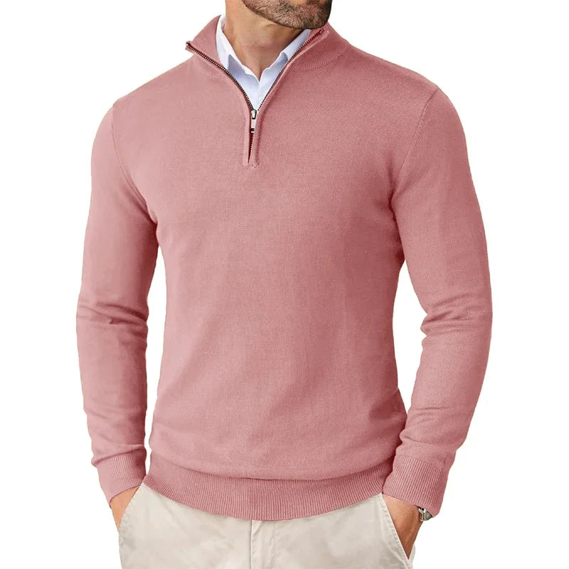 Sacha - Pull Homme Casual Smart à Col Zippé en Maille pour l'Automne