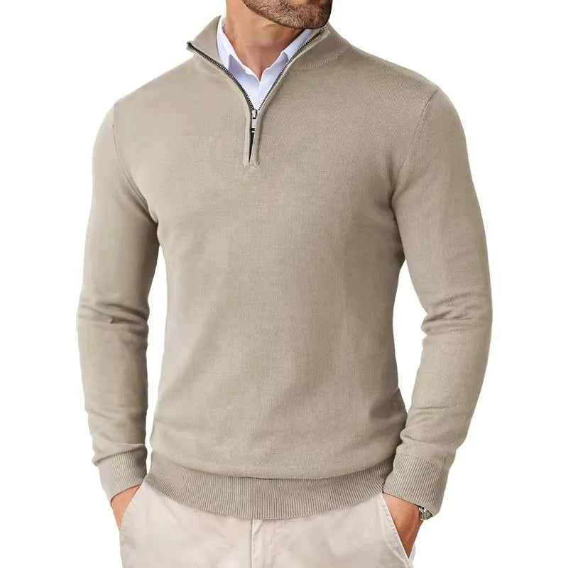 Sacha - Pull Homme Casual Smart à Col Zippé en Maille pour l'Automne