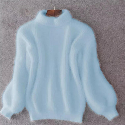 Sarah - Pull femme col roulé en maille ample doux et chaud