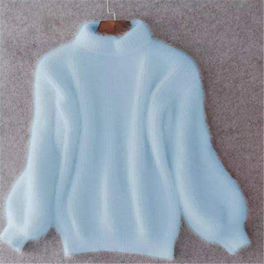 Sarah - Pull femme col roulé en maille ample doux et chaud