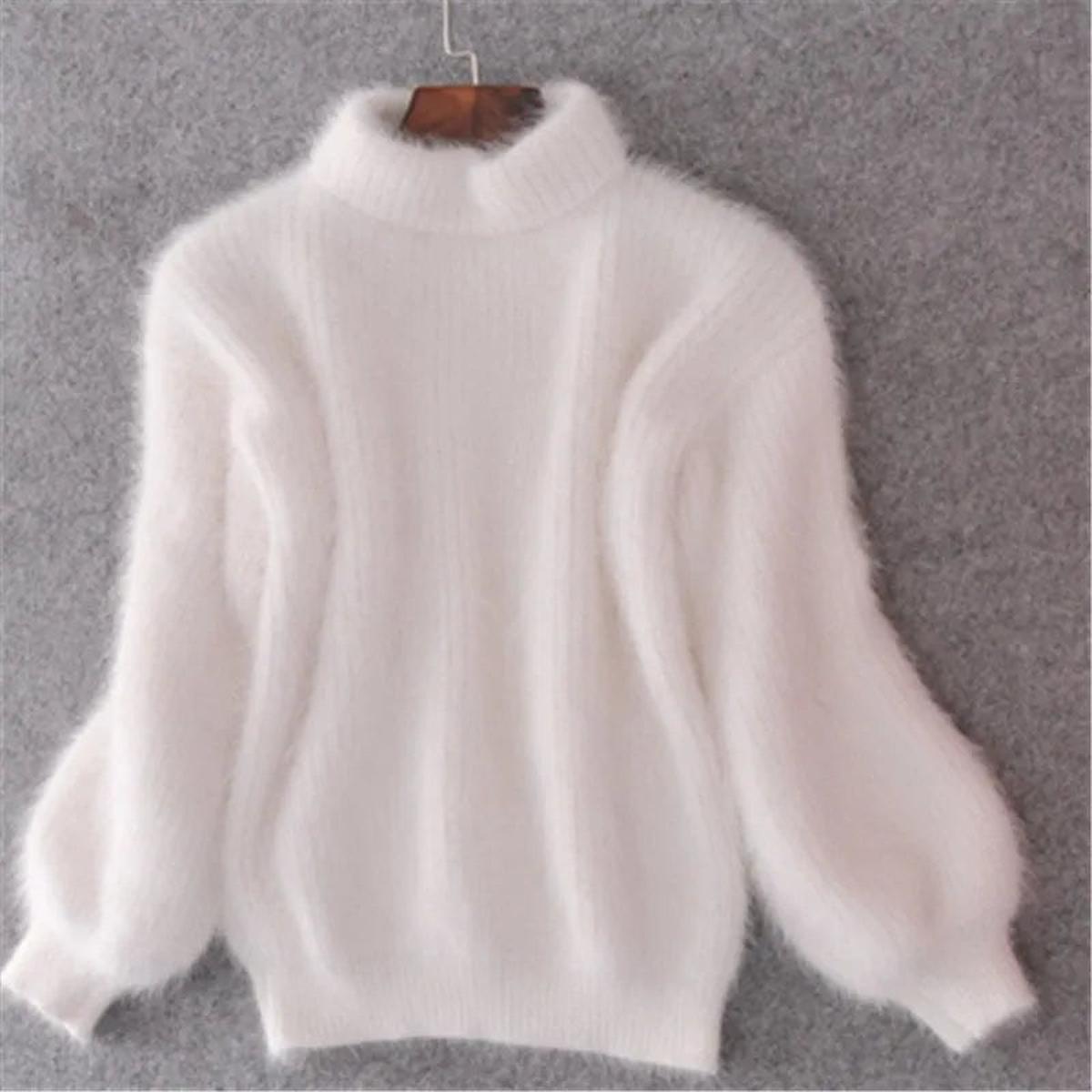 Sarah - Pull femme col roulé en maille ample doux et chaud
