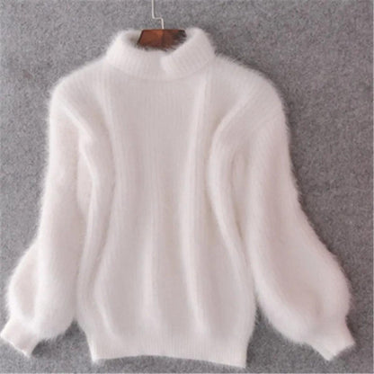 Sarah - Pull femme col roulé en maille ample doux et chaud