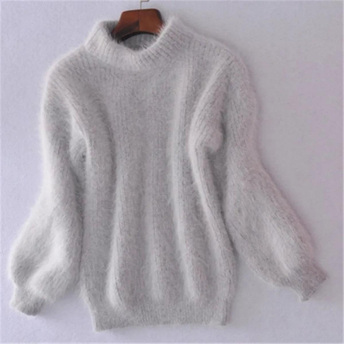 Sarah - Pull femme col roulé en maille ample doux et chaud