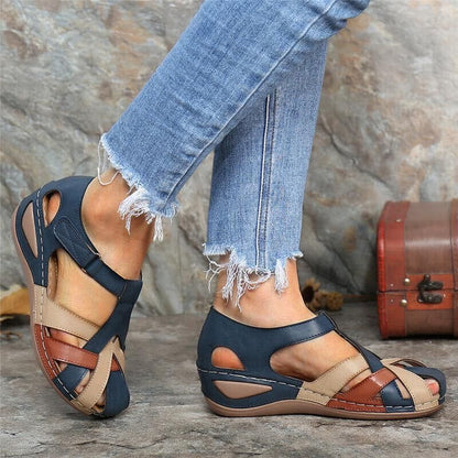 Suzanne - Sandales Orthopédiques Femme Vintage avec Brides Tressées et Boucle Ajustable