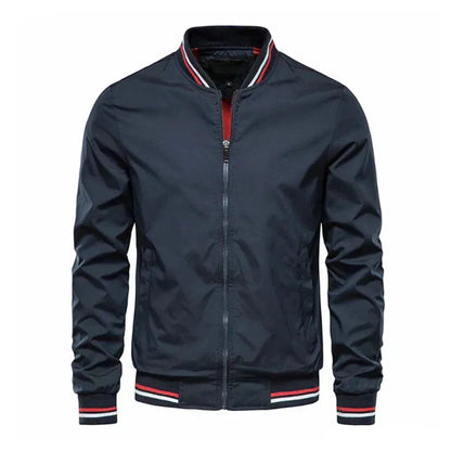 Théo - Bomber Homme Léger d'Automne Zippé à Col Montant Rayé