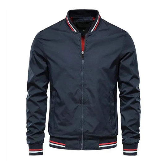 Théo - Bomber Homme Léger d'Automne Zippé à Col Montant Rayé