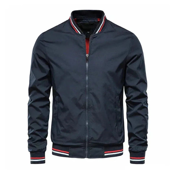 Théo - Bomber Homme Léger d'Automne Zippé à Col Montant Rayé