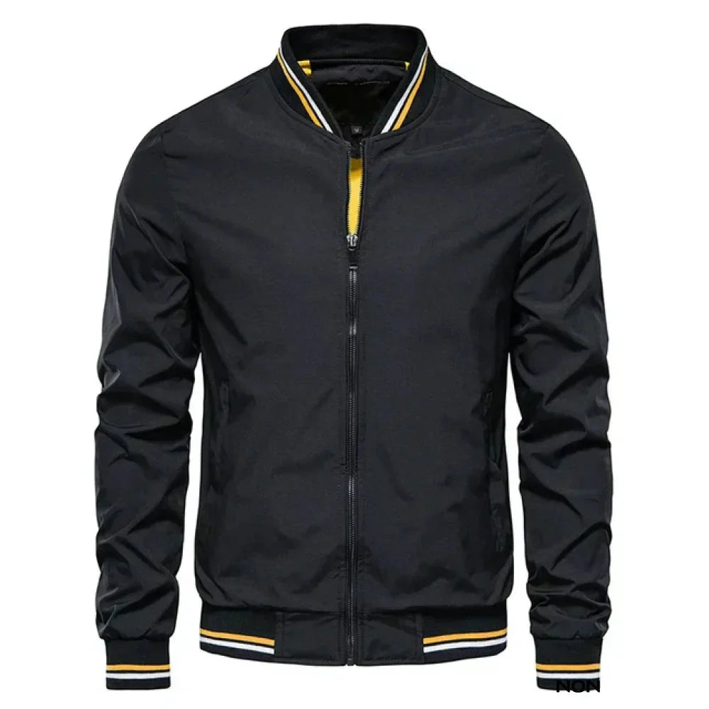 Théo - Bomber Homme Léger d'Automne Zippé à Col Montant Rayé