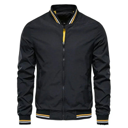 Théo - Bomber Homme Léger d'Automne Zippé à Col Montant Rayé