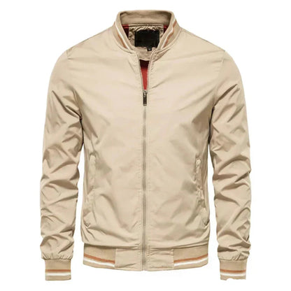 Théo - Bomber Homme Léger d'Automne Zippé à Col Montant Rayé
