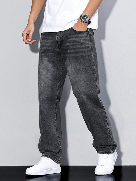 Théo - Jean Homme Casual Smart à Coupe Droite avec Délavage Moderne