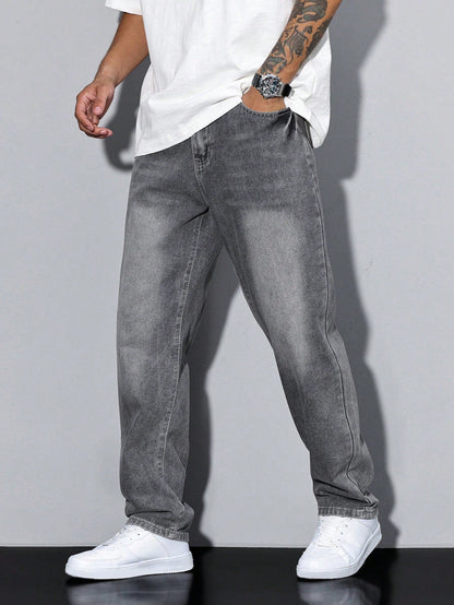 Théo - Jean Homme Casual Smart à Coupe Droite avec Délavage Moderne