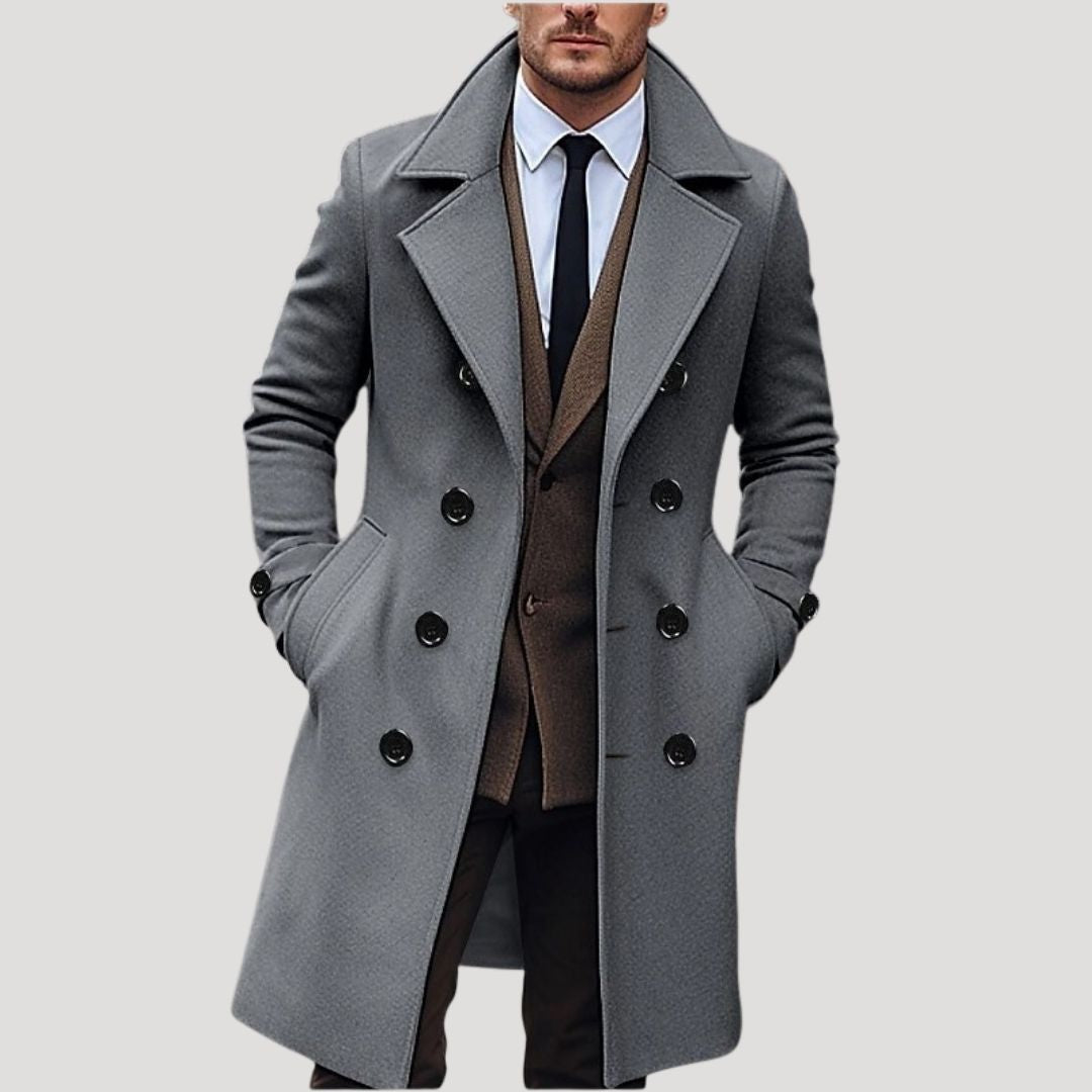 Théo - Manteau Homme Hiver Long Casual Smart avec Double Boutonnage