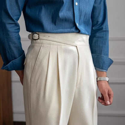 Théo - Pantalon homme taille haute à pinces habillé et fluide