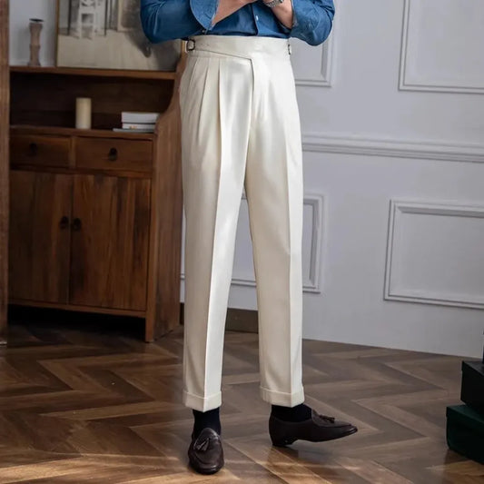 Théo - Pantalon homme taille haute à pinces habillé et fluide