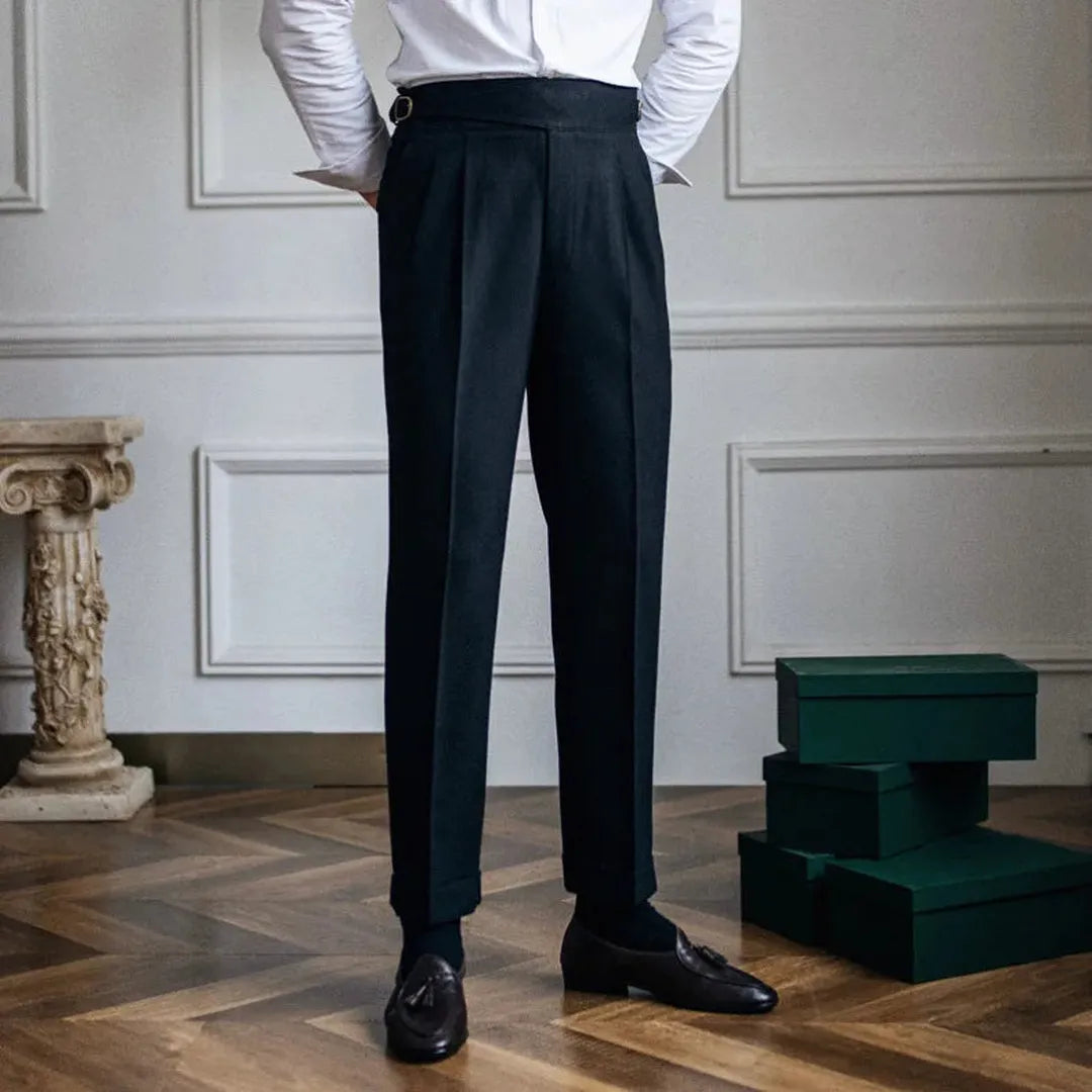 Théo - Pantalon homme taille haute à pinces habillé et fluide