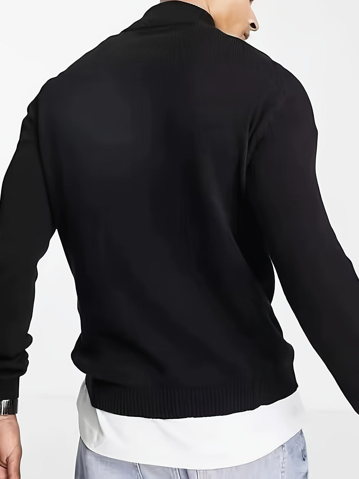 Théo - Pull Homme Casual Smart Col Zippé avec Bords Côtelés
