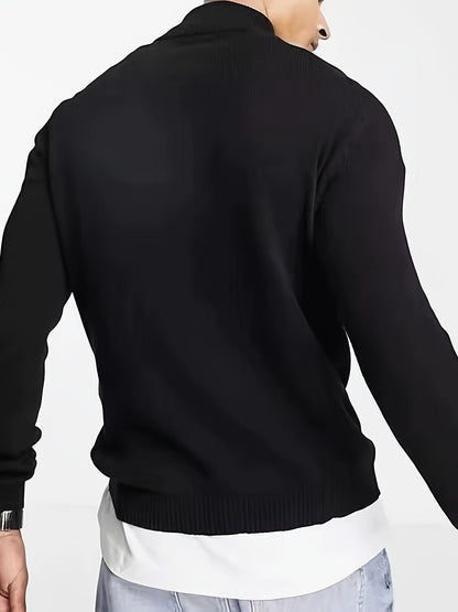 Théo - Pull Homme Casual Smart Col Zippé avec Bords Côtelés