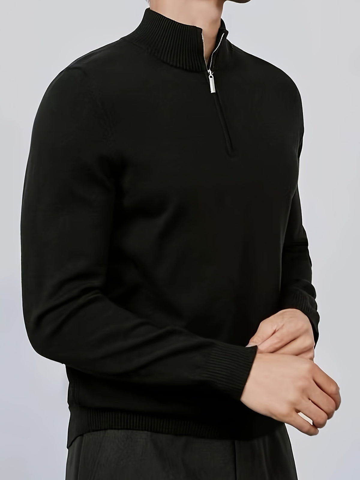 Théo - Pull Homme Casual Smart Col Zippé avec Bords Côtelés