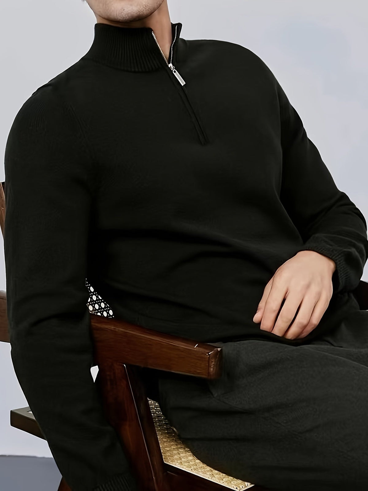 Théo - Pull Homme Casual Smart Col Zippé avec Bords Côtelés