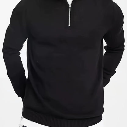Théo - Pull Homme Casual Smart Col Zippé avec Bords Côtelés