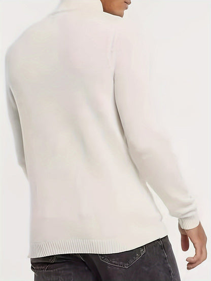 Théo - Pull Homme Casual Smart Col Zippé avec Bords Côtelés