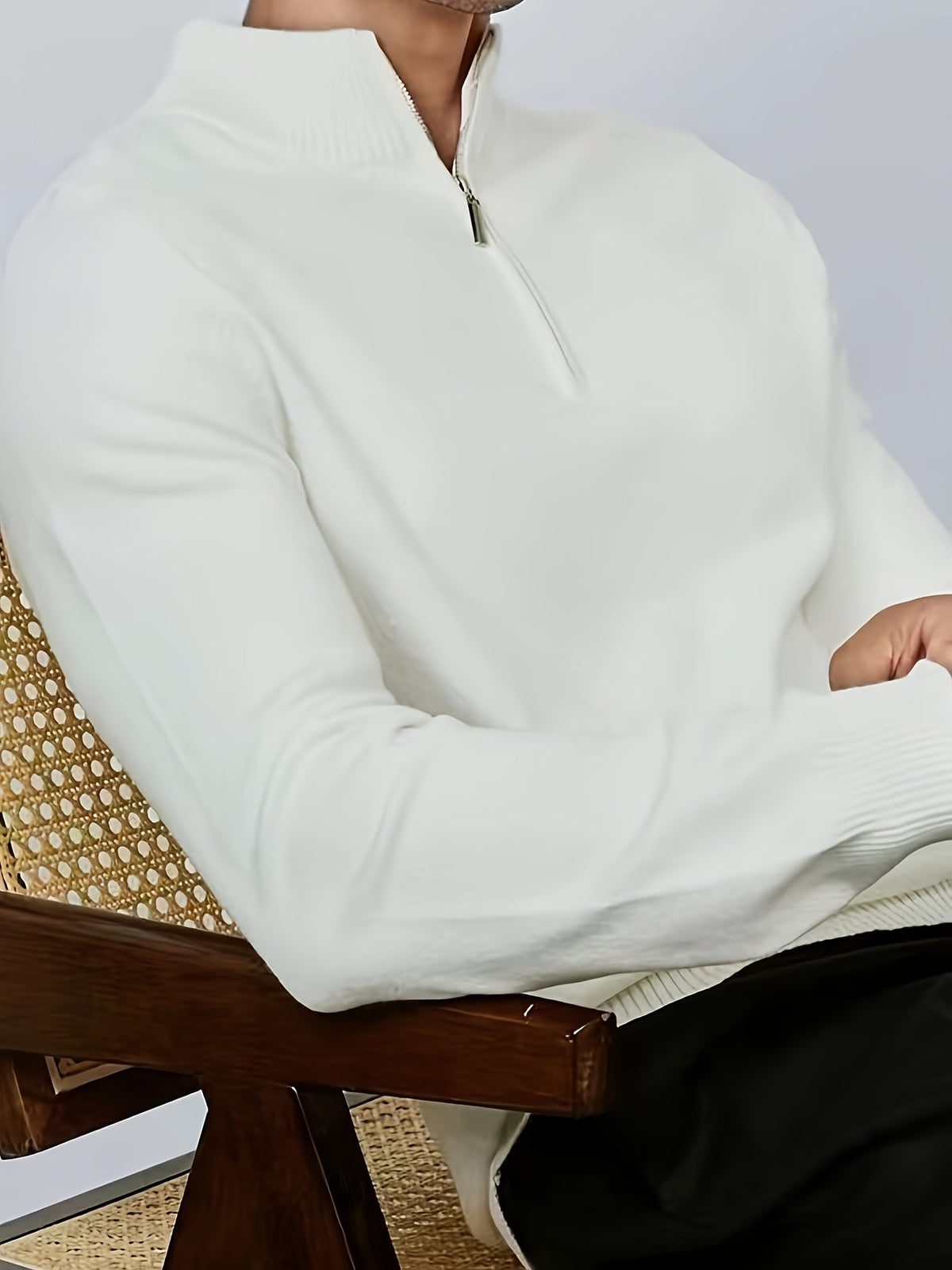 Théo - Pull Homme Casual Smart Col Zippé avec Bords Côtelés