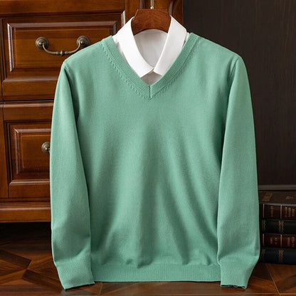 Théo - Pull Homme en Cashmere Style avec Col en V pour l'Automne