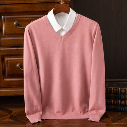 Théo - Pull Homme en Cashmere Style avec Col en V pour l'Automne