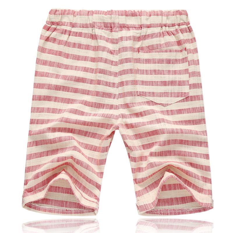 Théo - Short en Lin Homme Casual avec Cordon à Perles et Motif Rayé