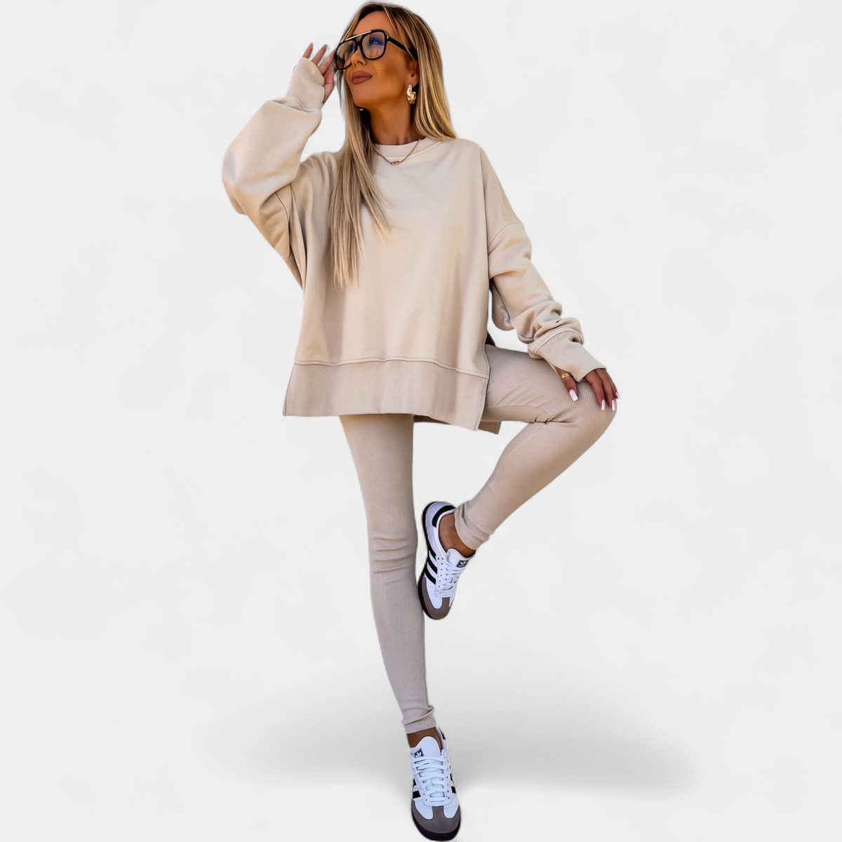 Zoé - Ensemble loungewear femme décontracté et cosy à coupe oversize