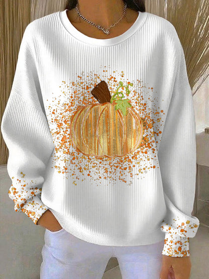 Zoé - Sweat femme oversize imprimé citrouille pour Halloween