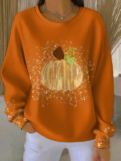 Zoé - Sweat femme oversize imprimé citrouille pour Halloween