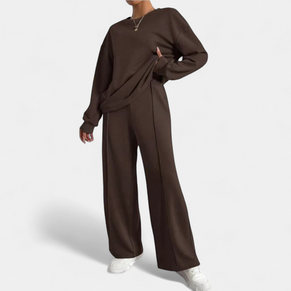 Zoe - Ensemble maille femme oversize et confortable à col montant et jambes larges
