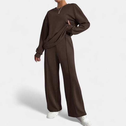 Zoe - Ensemble maille femme oversize et confortable à col montant et jambes larges