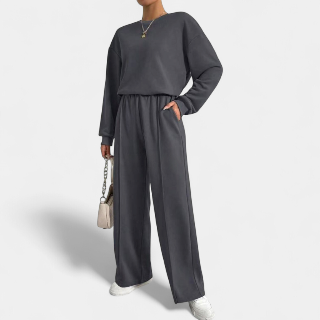 Zoe - Ensemble maille femme oversize et confortable à col montant et jambes larges