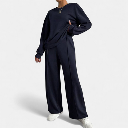 Zoe - Ensemble maille femme oversize et confortable à col montant et jambes larges
