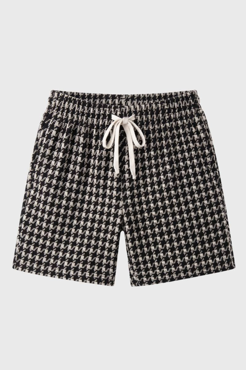 Bermuda Homme - Motif Pied-de-Poule avec Cordon | Décontracté — Pied-de-Poule Noir