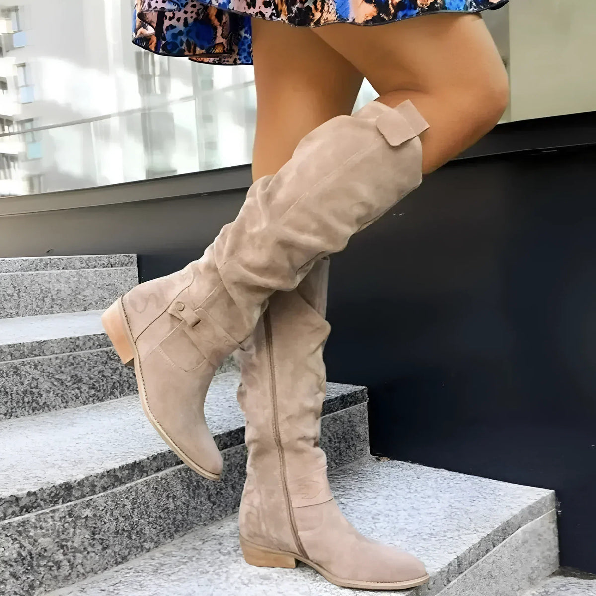 Élise - Bottes Femme Élégantes Cuissardes avec Tige Souple et Talon Plat