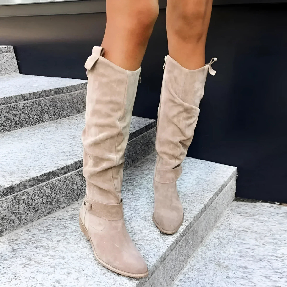 Élise - Bottes Femme Élégantes Cuissardes avec Tige Souple et Talon Plat