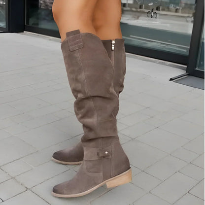 Élise - Bottes Femme Élégantes Cuissardes avec Tige Souple et Talon Plat