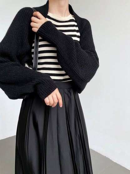 Élise - Gilet Femme en Maille Ouvert avec Manches Longues et Coupe Boléro