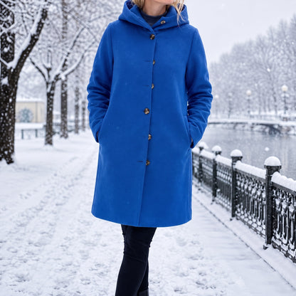 Élise - Manteau femme hiver long à capuche oversize chaud et confortable