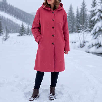 Élise - Manteau femme hiver long à capuche oversize chaud et confortable