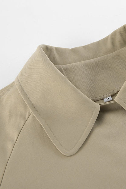Élise - Trench Femme Court d'Automne avec Ceinture et Col Cranté