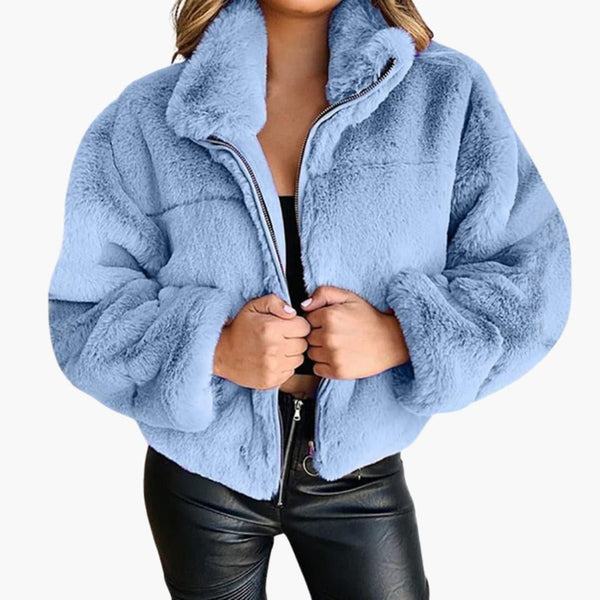 Élise - Veste d’hiver femme oversize courte zippée douce et chaude