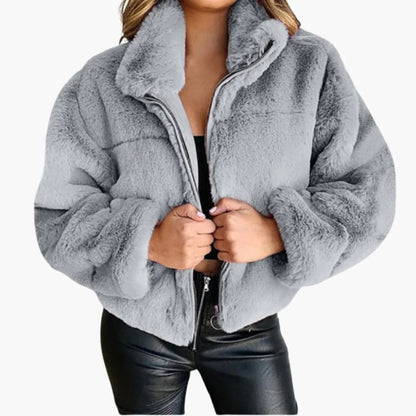 Élise - Veste d’hiver femme oversize courte zippée douce et chaude